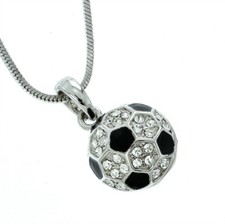 Soccer Football Made With Swarovski Crystal Necklace Pendant 20" Chain