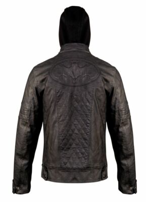 Batman Return Of The Bat Jacket Biker Real Leather Hoodie Jacket - Detach Hood