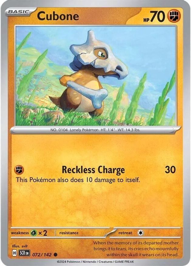 Pokemon Cubone (72/187) Stellar Crown LP REVERSE HOLO