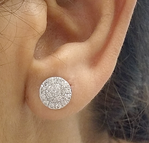 DEAL!0.60CT NATURAL ROUND DIAMOND CLUSTER STUDS IN 10K WHITE GOLD 8.80MM - 第 1/4 張圖片