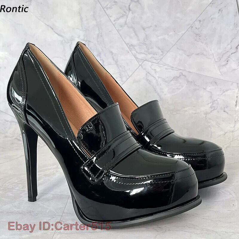 Women Spring Pumps Thin High Heels Round Toe Black Banquet Shoes