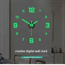 Without Framework Luminous 3D Wall Clock Decoration Digital/*