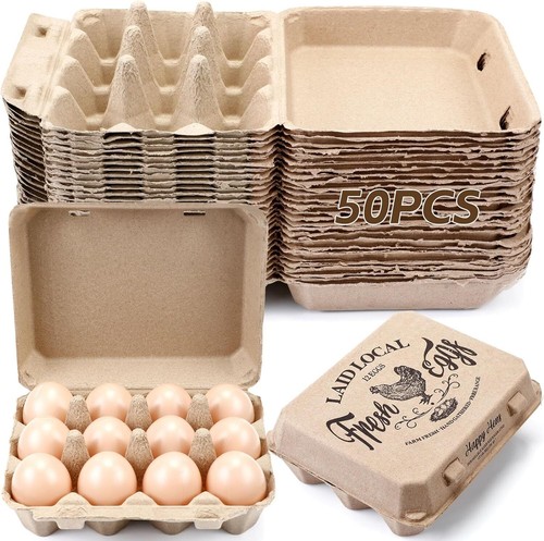 50 Pcs Natural Paper Pulp Egg Cartons Blank Bulk 12 Count Dozen | eBay