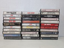 Lot fo 31 Rock/Pop Cassettes Beatles McLean Elvis Doobie Van Halen Rush Croce