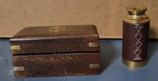 Vintage Nautical Brass with Leather Finish Telescope Pirate Spyglass Wooden Box