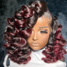 99J Highlight 13x4 Lace Frontal Human Hair Wigs Pre Plucked Deep Wave Bob Wig