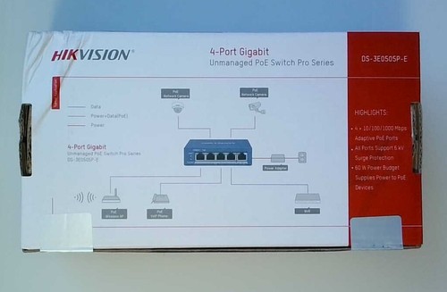 Hikvision 4-Port Gigabit Unmanaged PoE Switch DS-3E0505P-E - Picture 3 of 4