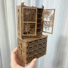 1:12 Scale Dollhouse Miniatures Unfinished Magic Spider Witch Cabinet Furniture