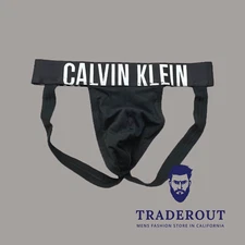 Calvin Klein CK mens black intense power cotton jock jockstrap underwear M XL