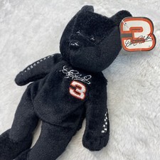 Nascar Dale Earnhardt 3 Gold 'N Bears 8"Black Teddy Bear Beanie Plush W/Diecast