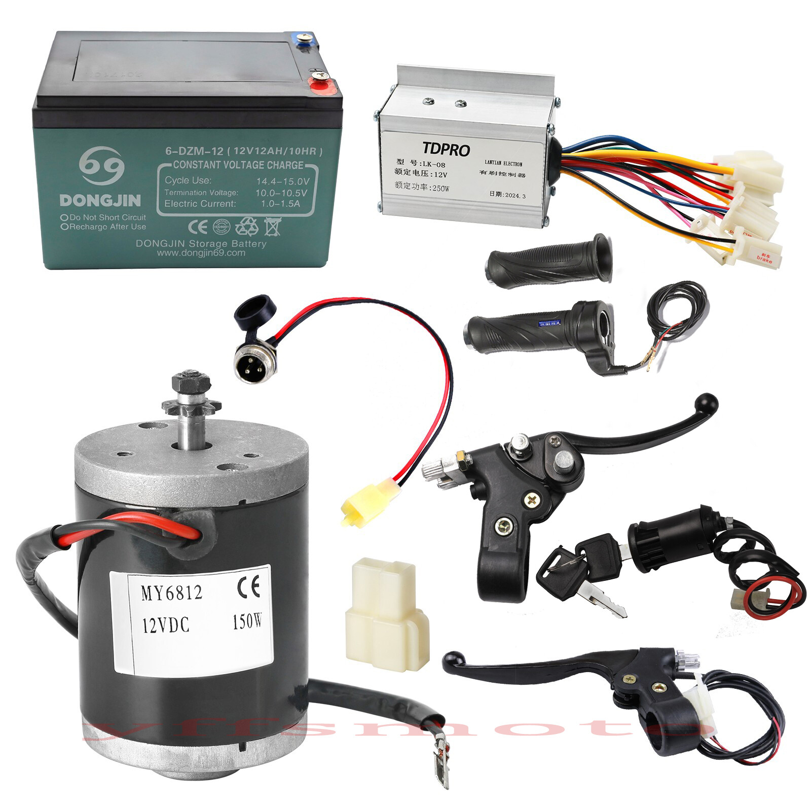 12V 150W Brushed Motor Brake Grip for Electric Scooter Go Kart Drift E Bike Cart
