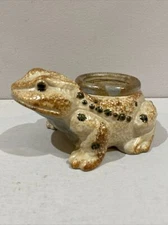 Vintage Ceramic Frog Tea Light Votive Candle Holder Succulent Planter