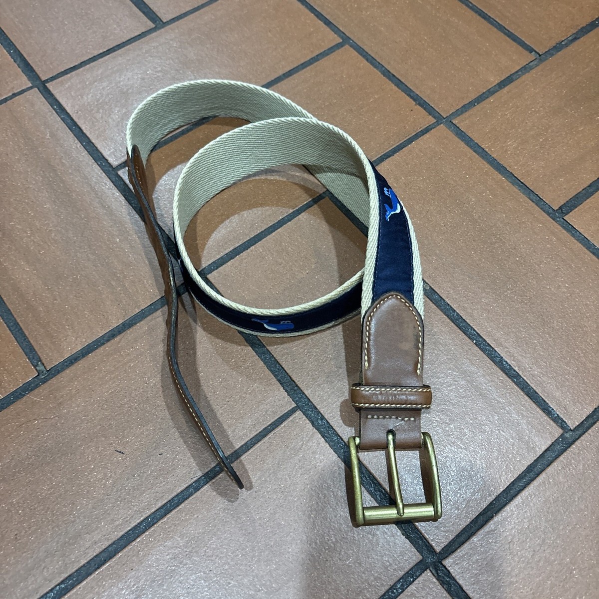 Brooks Brothers Size 30 Canvas Leather Golf Belt Nautical  display picture 1