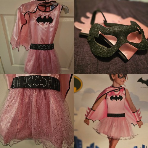 Rubies Girls Pink Batgirl Costume Bat Girl Outfit Dress Cape & Mask M(8/10) - 第 1/2 張圖片