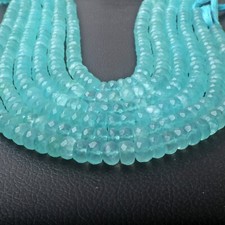 AAA Aqua Chalcedony Beads 8 Inch Strand 7-8MM Beads Faceted Rondelle Shape Beads