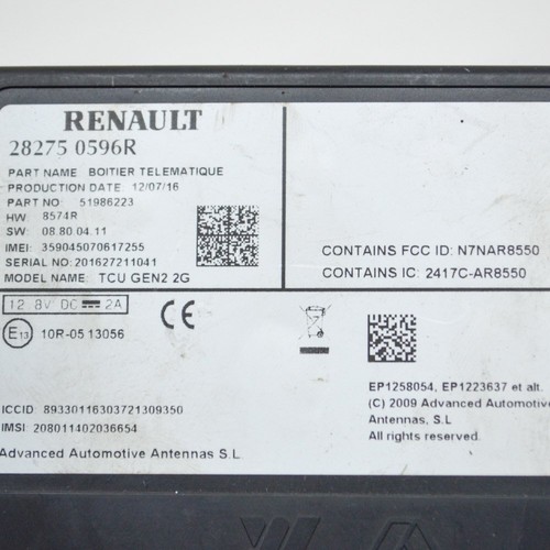 SMART FORFOUR W453 Bluetooth Telematics ECU Control Unit 282750596R 2016 - Picture 6 of 6