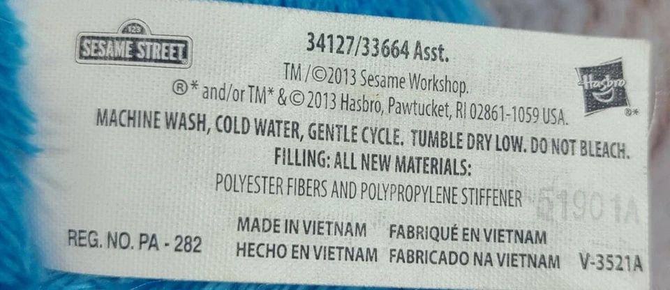 Hasbro Sesame Street Plush Cookie Monster Stuffed Toy Blue 9.5" 2013 - Image 3 of 3