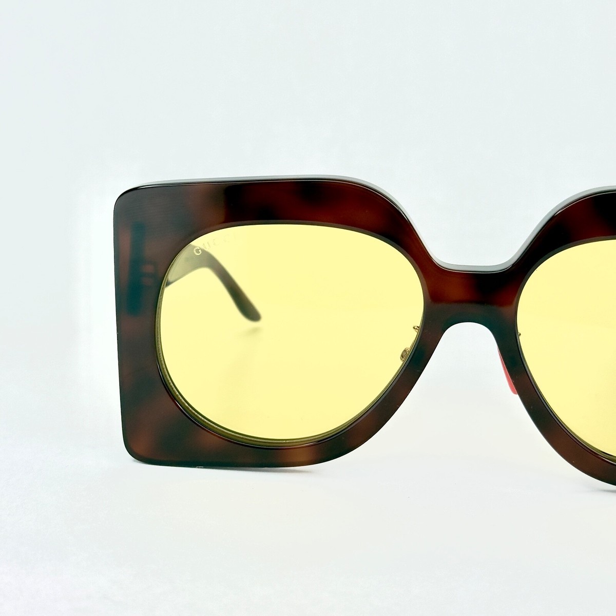 GUCCI Gg0784s 0784 Brown Havana Yellow Oversized Runway
