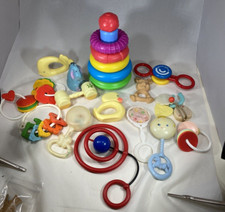 Vintage Toy Baby Rattles Keys Plastic/Rubber 1950s 70s 16 Piece Lot