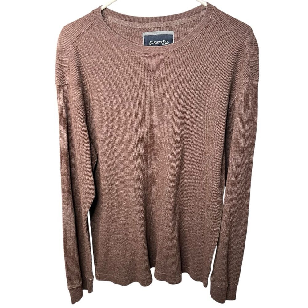 St. John's Bay Sweater Men's XL Crew Neck Knit Pullover Long Sleeve Retro Brown