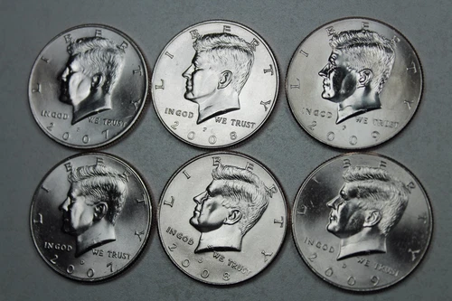 2007 2008 2009  P D Uncirculated Kennedy Half Dollar Mint Roll Set 2007-2009