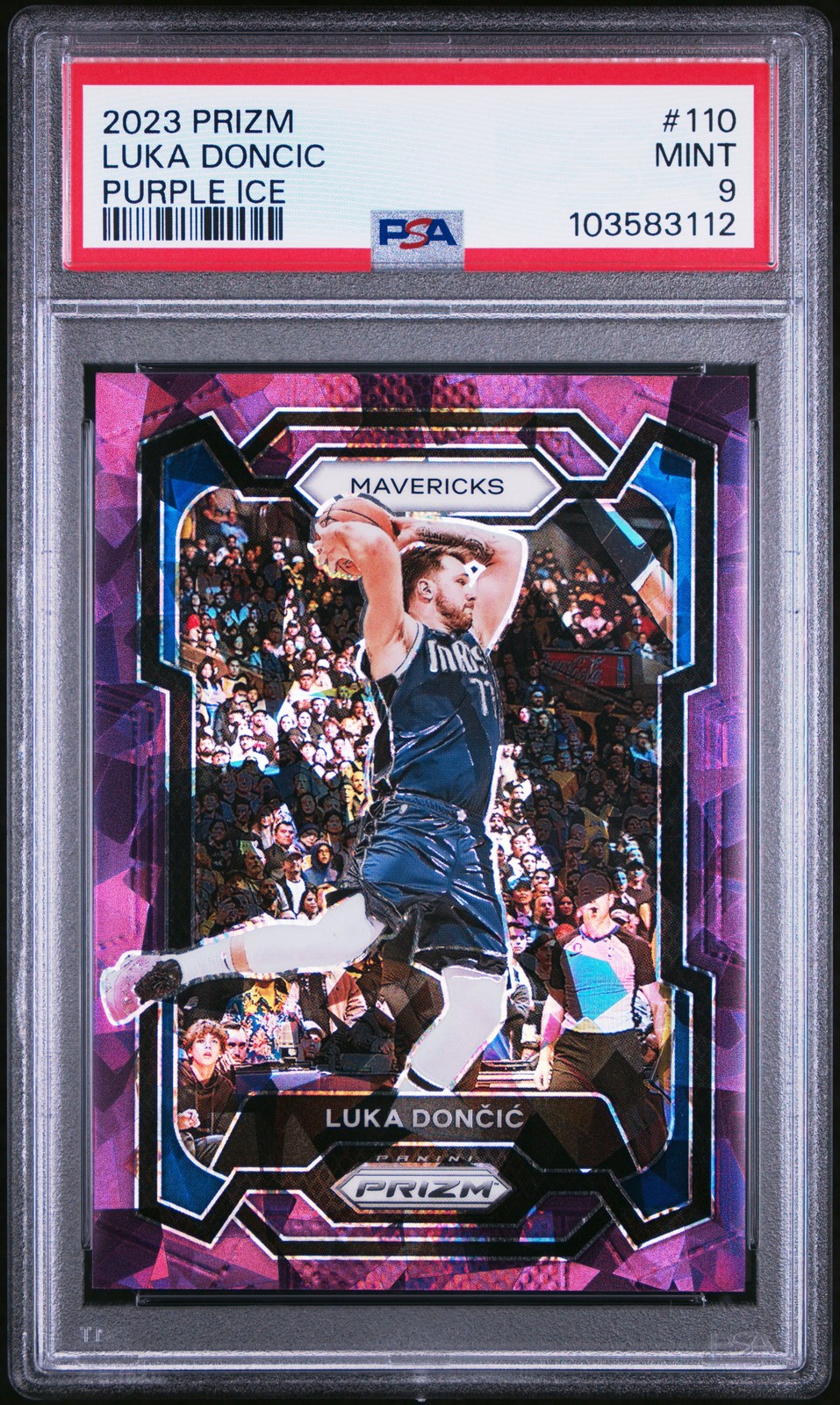 2023 PANINI PRIZM PURPLE ICE #110 LUKA DONCIC 135/149 PSA 9
