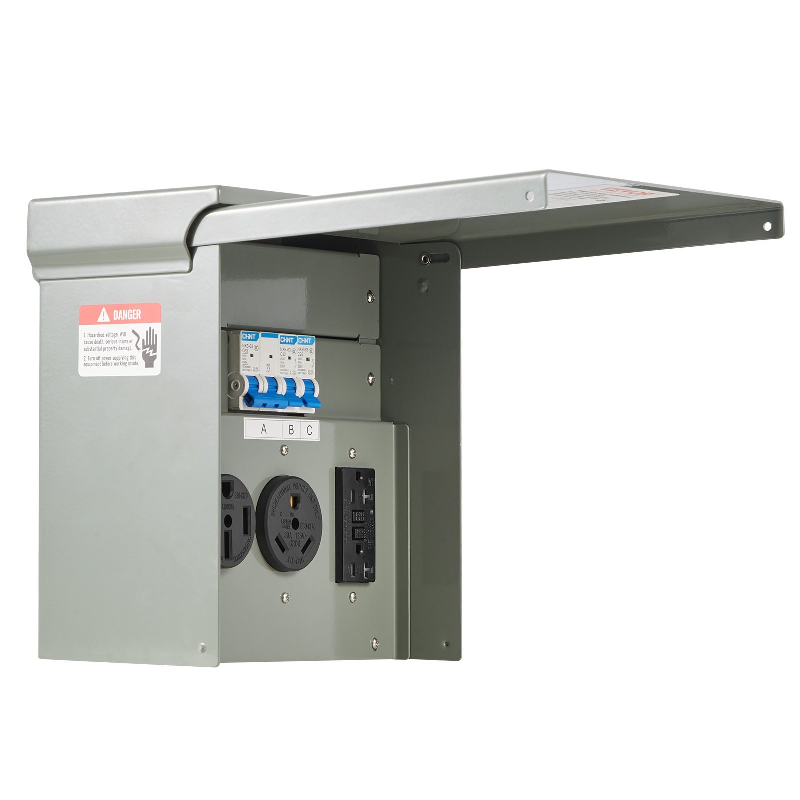 VEVOR Temporary Power Outlet Panel,20 30 50 Amp,RV EV Electrical Outlet Panel,w/