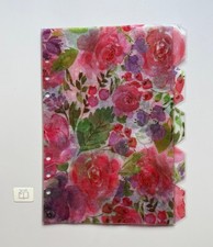 A5 Filofax Organiser Dividers - Pink Flower Semi-Transparent Design Laminated