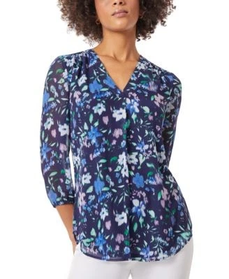 Jones New York Petite V-Neck 34-Sleeves Prin NYC 91308672310  RT $69.5