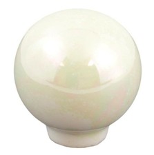 5 Pack 1-1/4 inch Ball Design Knob White Pearlized