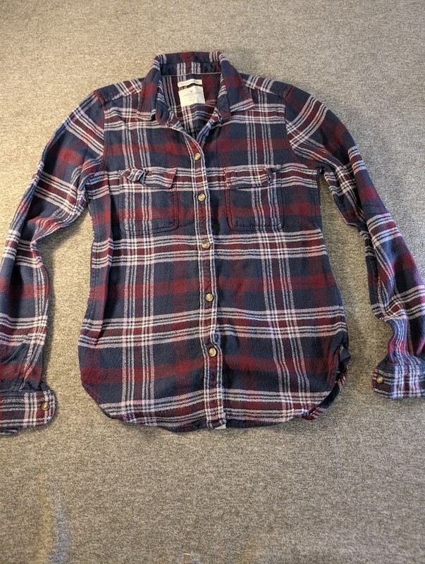 American Eagle Women’s XS Plaid Flannel Button Down Shirt Long Sleeve