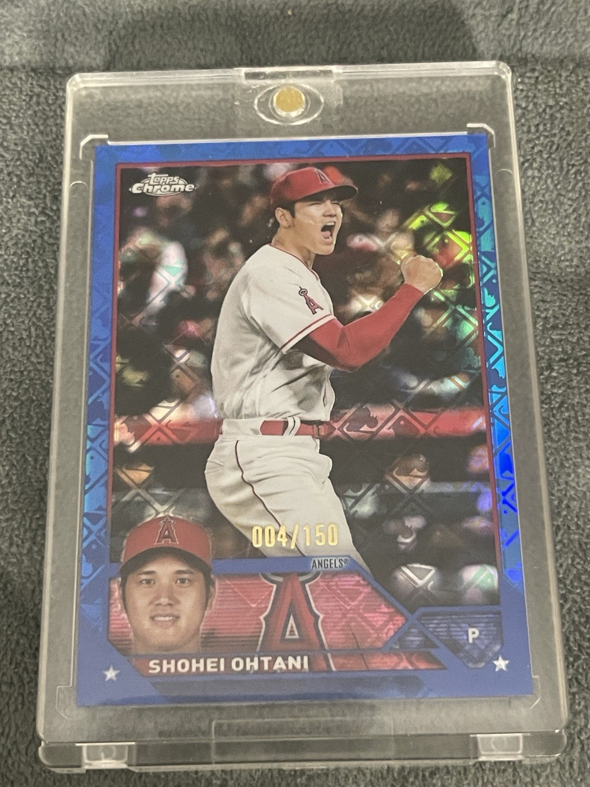 2023 Topps Chrome Logofractor Shohei Ohtani Blue Parallel 4 /150 #17 Angels