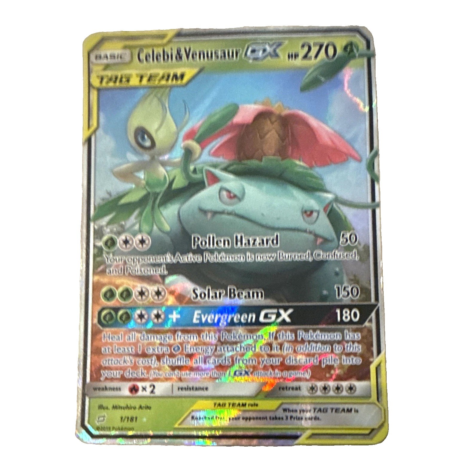 Pokemon TCG Celebi & Venusaur GX SM Team Up 1/181 Holo Ultra Rare TAG TEAM