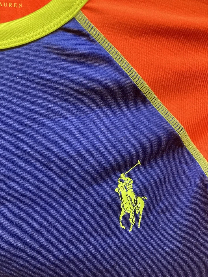 Men's Polo Ralph Lauren 67 Shirt Youth Large Blue Neon Activewear — 第 3/4 张图片