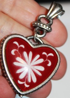 Lot#13 Rare retired BRIGHTON large water lily flower heart pendant charm