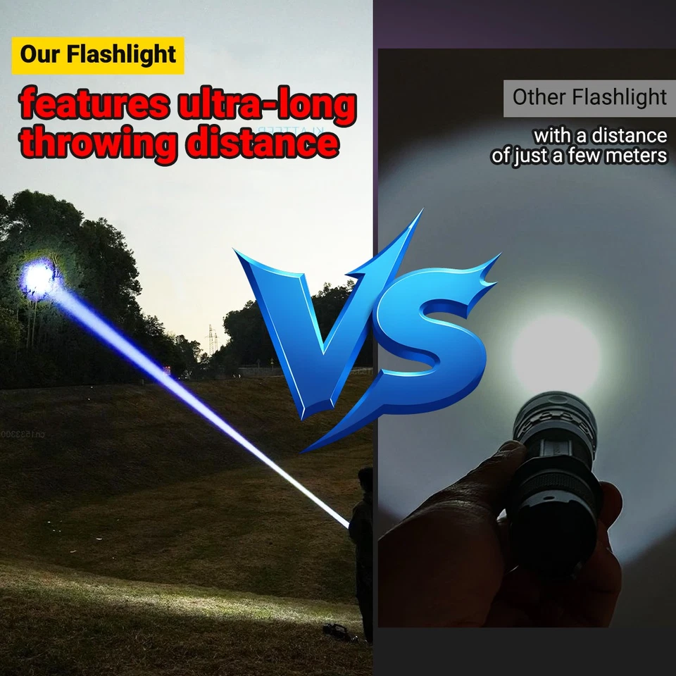 Paquete de 1-50 linterna táctica LED súper brillante 50000000LM luz de trabajo recargable Foto 3 de 4