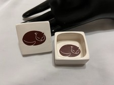 NANCY LOPEZ Sleeping Cat CERAMIC TRINKET JEWE...