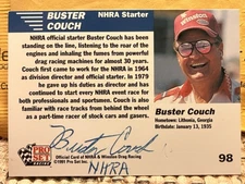 BUSTER COUCH AUTOGRAPH 1991 Pro Set NHRA Racing #98 (RC) DRAG RACING STARTER