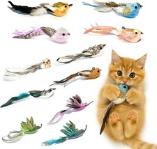 Realistic Bird Cat Toy Refills   Handmade Feather Cat Toys with Bell,