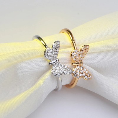 Butterfly Ring With AAA Zircon Inlay For Women Gift Jewelry