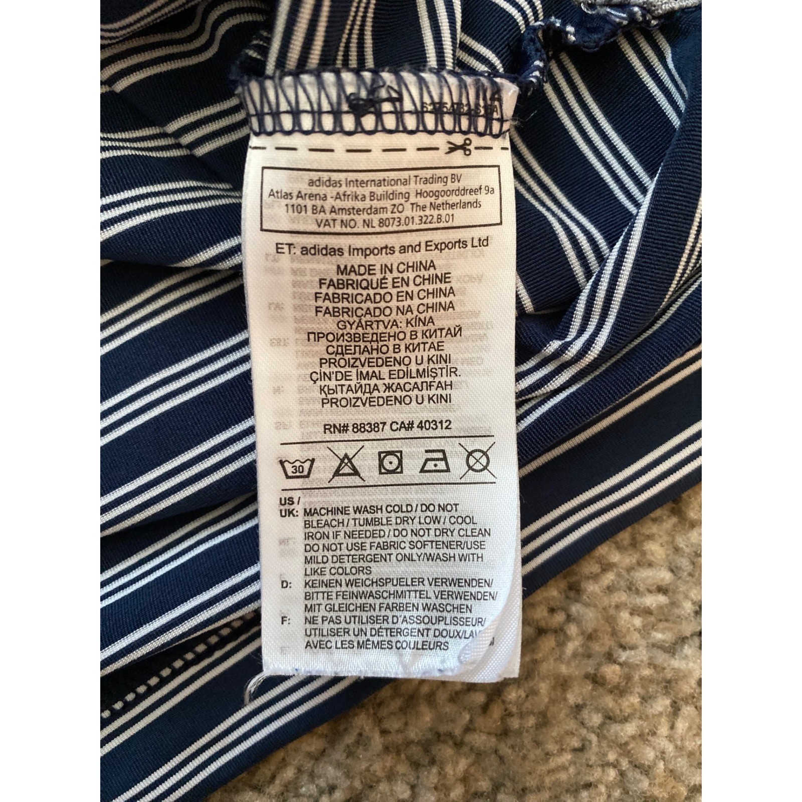 Adidas Golf Polo Shirt Mens XL Navy Blue White Striped Horse Logo thumbnail 6