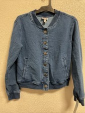 Cat And Jack Girl's Button Snap Denim Blue Jacket S 6/7
