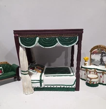 Collections Etc Dollhouse Furniture Victorian Canopy Bedroom Rose Garden