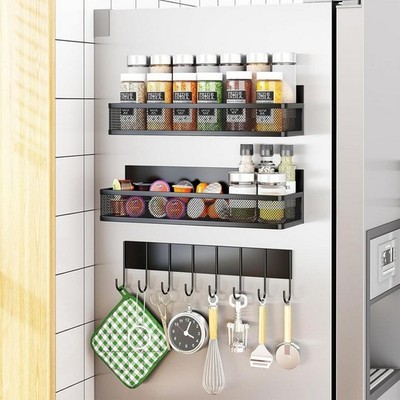 Kühlschrankregal magnetisch Gewürzregal für Kühlschrank Ohne Bohren mit Haken