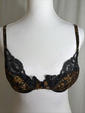 Rare Vintage Victoria s Secret Gold Label Black Gold Lace Bra - 1980 s