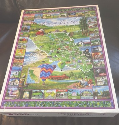 RARE White Mountain Puzzle MAP Sonoma County California 1000 pc COMP HTF WINE