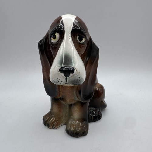 Vintage Dog Bank Basset Hound Coin Piggy Savings Sweet Big Eyes MCM Japan