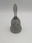 Vintage Fenton Hand Painted Signed Glass Bell Rare Gray Color Butterfly Flowers