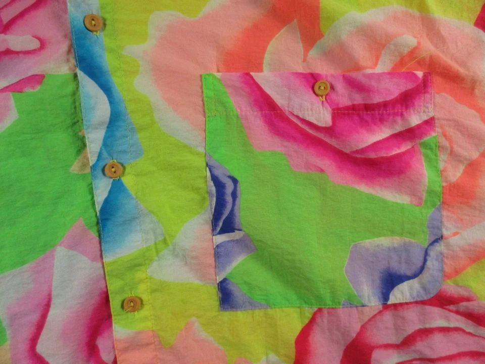 Camisa Jams World Para Hombres 2XL Prod Dev Comm Team Verde Colorida Floral Nylon De Colección Foto 3 de 4