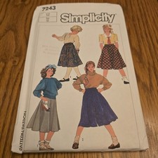 Vintage 50's Simplicity Pattern 7243 Girls Sz 12 Skirts- Uncut FF